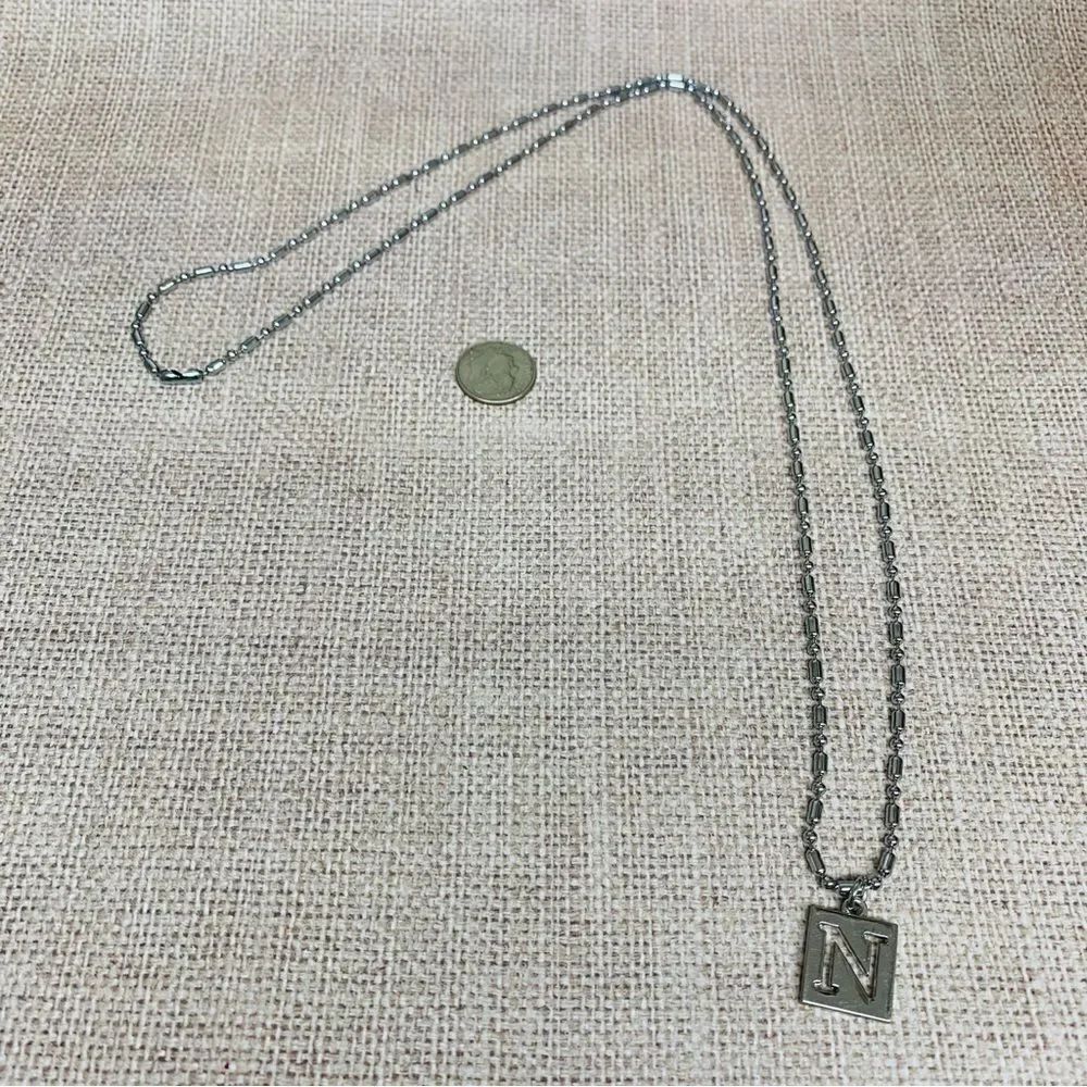 Silver Dot Dash‎ Chain Initial N Necklace